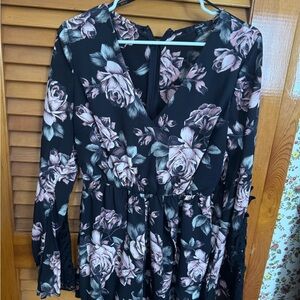 Floral Long Sleeve Shorts Romper